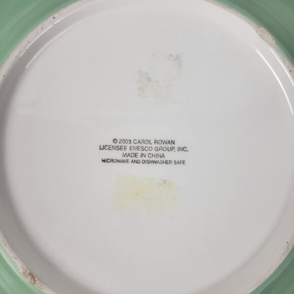 2003 Enesco Carol Rowan Geraniums Serving Bowl Red Green Yellow Pasta - Picture 5 of 13